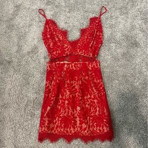 Red Lace Mini Dress